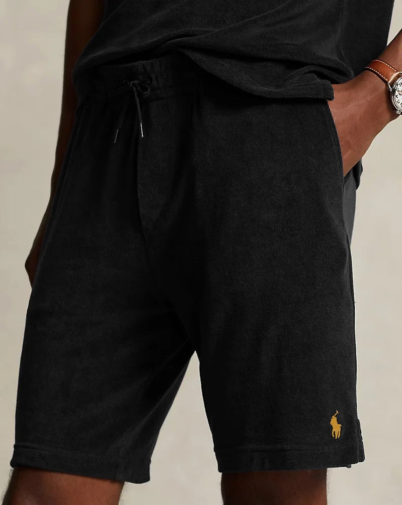 RL Classic Fit Terry T-Shirt + Terry Drawstring Short – Black - Just Brands pk