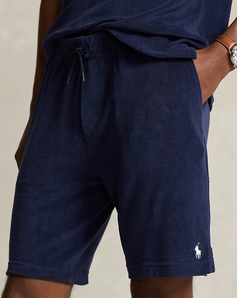 RL Classic Fit Terry T-Shirt + Terry Drawstring Short – Navy - Just Brands pk