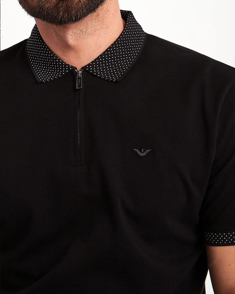 EA - Mercerised piqué polo shirt - Black - Just Brands pk