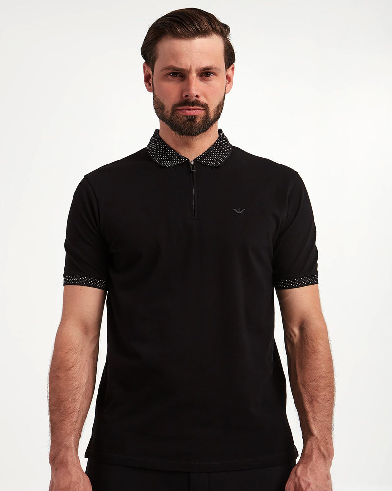 EA - Mercerised piqué polo shirt - Black - Just Brands pk