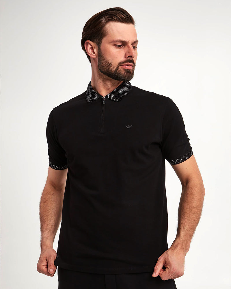 EA - Mercerised piqué polo shirt - Black - Just Brands pk