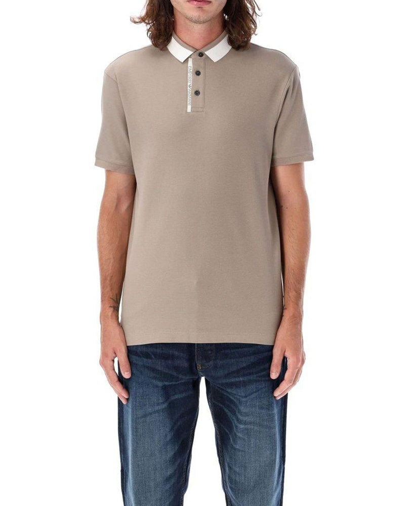 EA - Mercerised piqué polo shirt - Light Brown - Just Brands pk