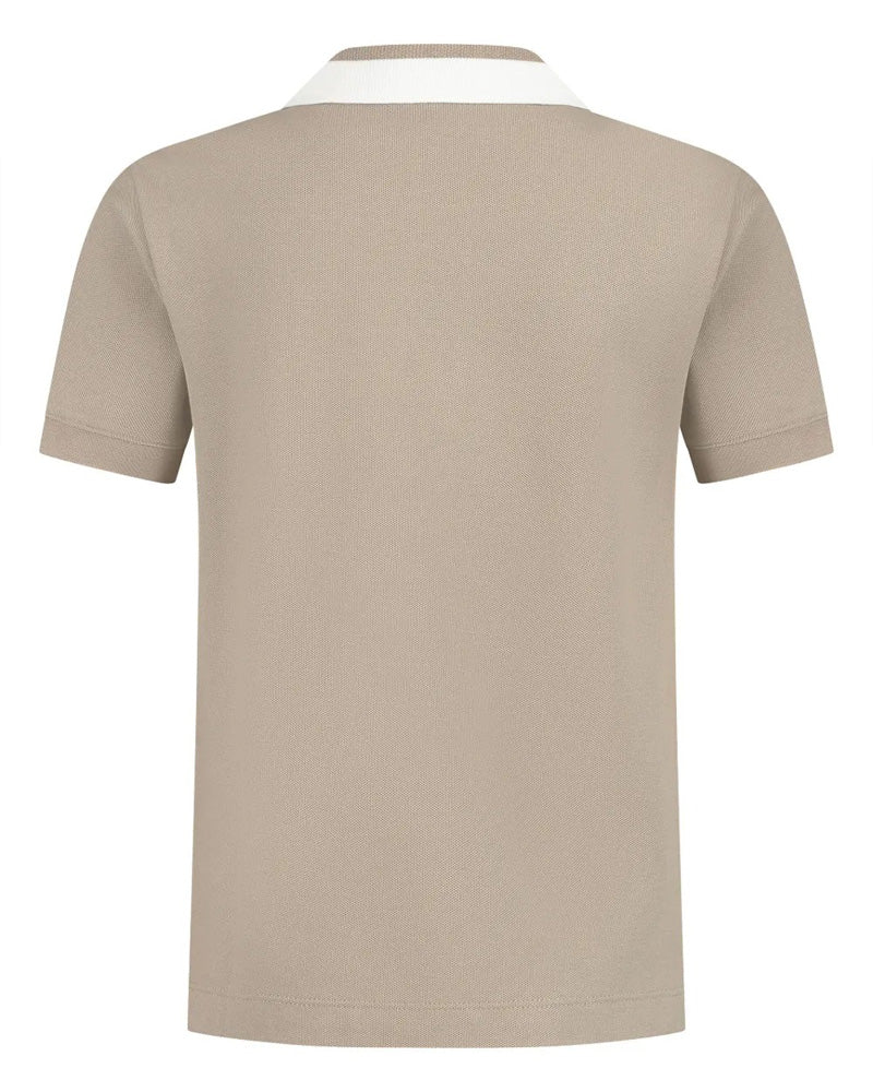 EA - Mercerised piqué polo shirt - Light Brown - Just Brands pk