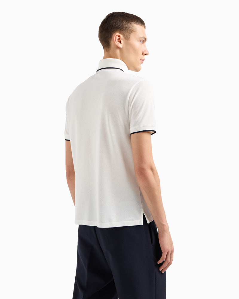 EA - Mercerised piqué polo shirt - White - Just Brands pk