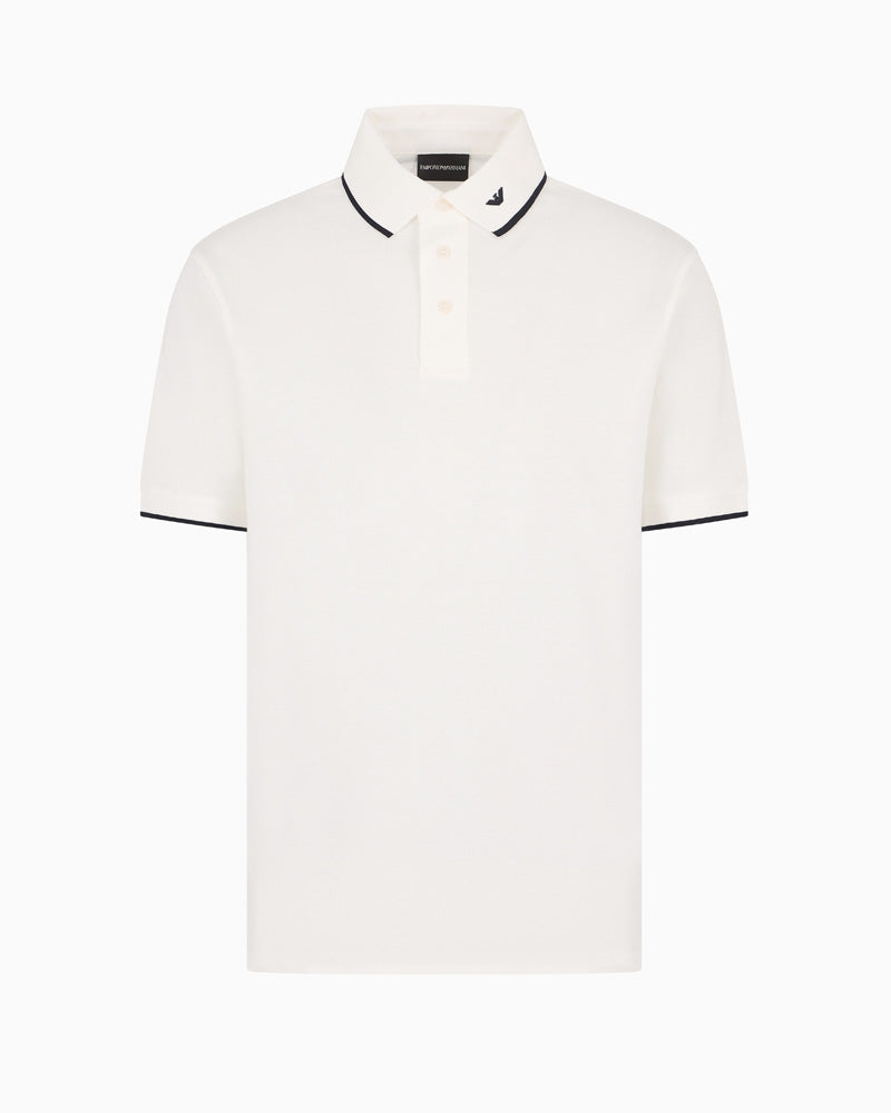 EA - Mercerised piqué polo shirt - White - Just Brands pk