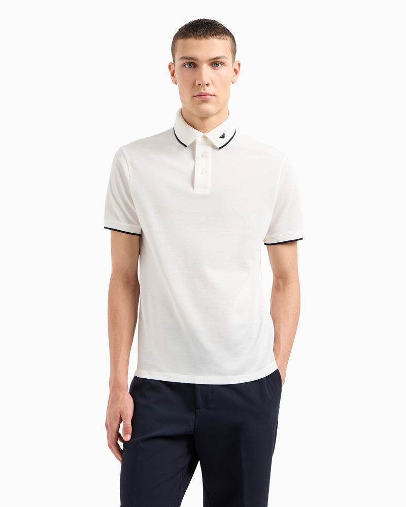 EA - Mercerised piqué polo shirt - White - Just Brands pk