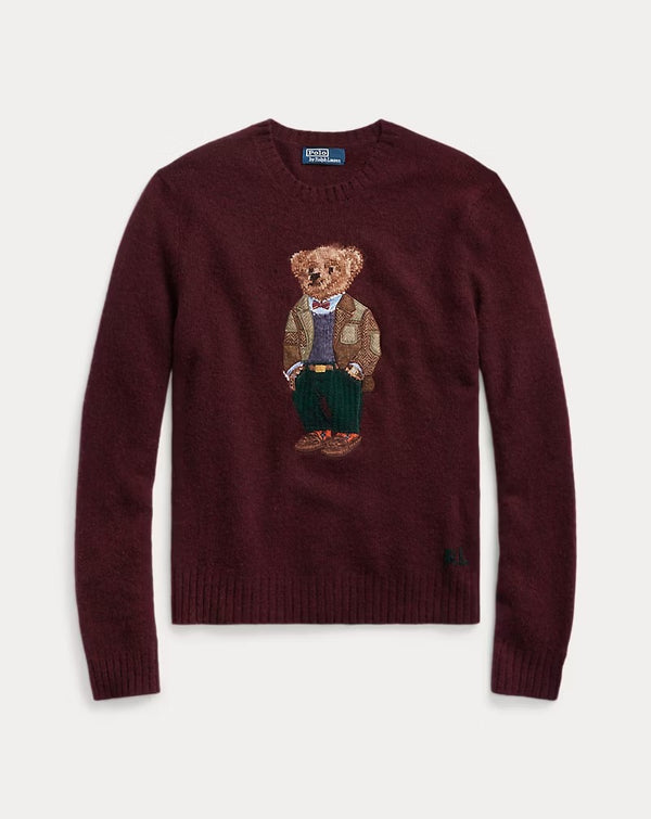RL - Unisex Polo Bear Wool-Cashmere Jumper – Aged Wine Heather – RL