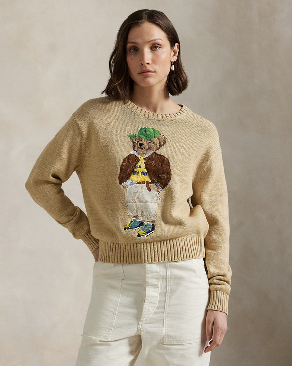 RL - Polo Bear Cotton Crewneck Sweater - Tan Multi Khaki