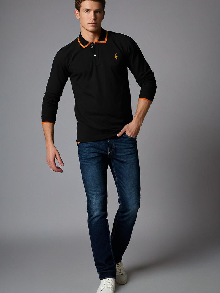 RL - Full Sleeve Small Pony Polo – Black - Just Brands pk