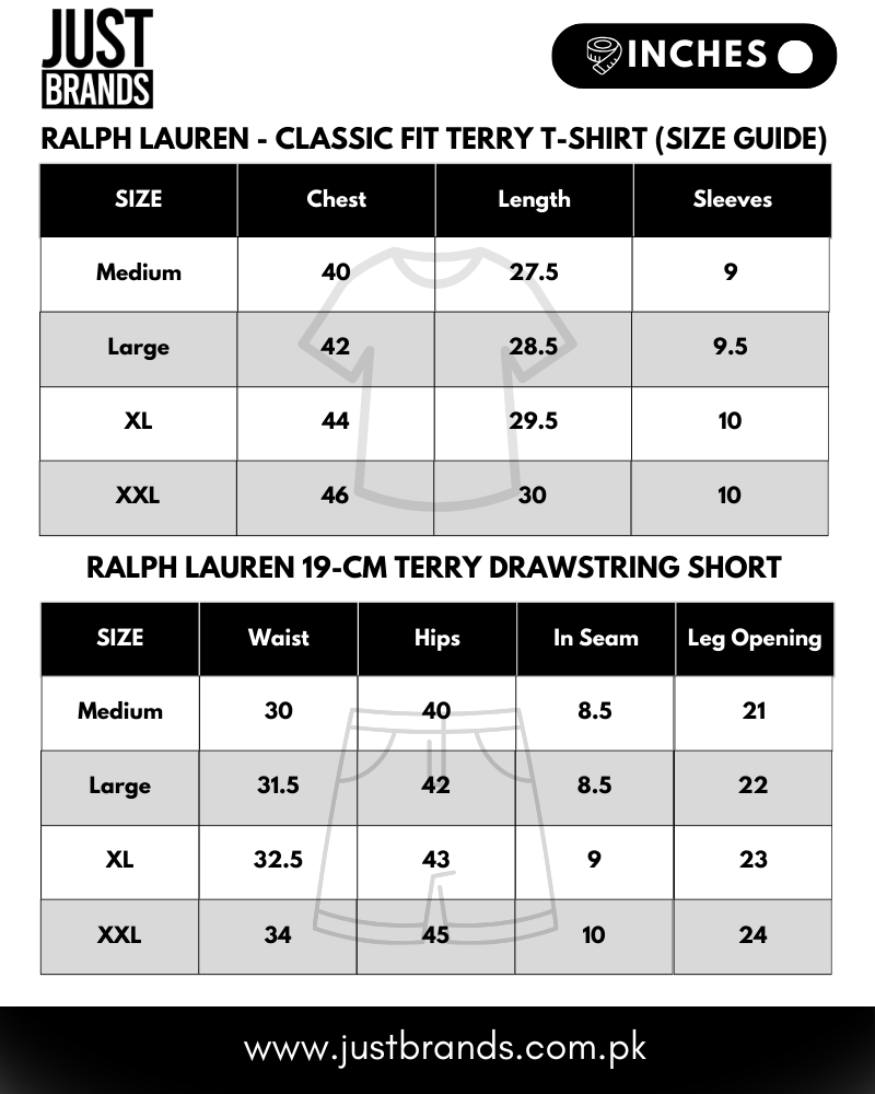 RL Classic Fit Terry T-Shirt + Terry Drawstring Short – Oatmilk - Just Brands pk