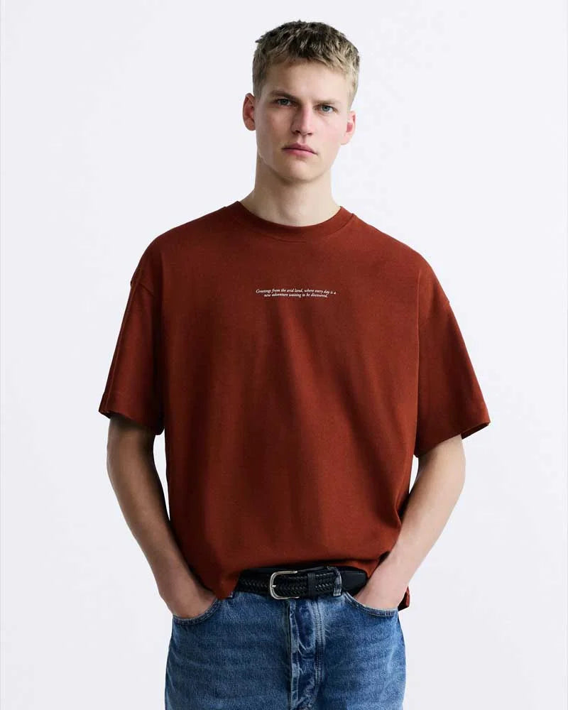 ZARA - Back Graphical tee – Burnt Orange - Just Brands pk