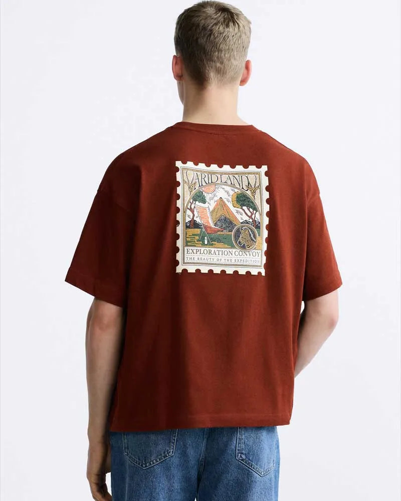 ZARA - Back Graphical tee – Burnt Orange - Just Brands pk
